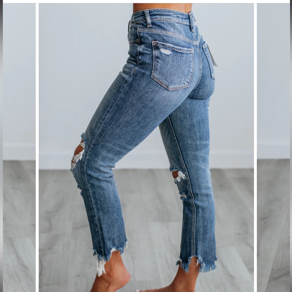 NWT ARCHIE VERVET HIGH WAIST DENIM DISTRESSED STRETCH JEANS SZ L